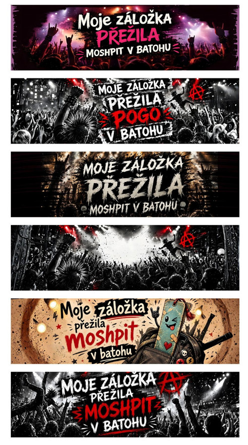 Záložky do knihy metal/punk - na šířku