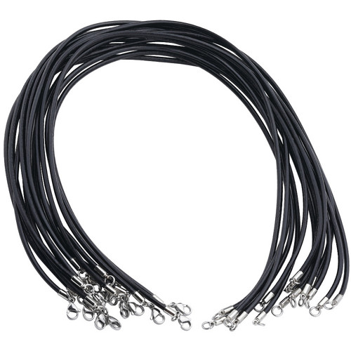 Kožená šňůrka se zapínáním, černá, 3 mm