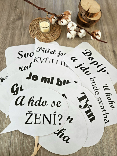 Rekvizity do fotokoutku - sada 30 ks - bílý design