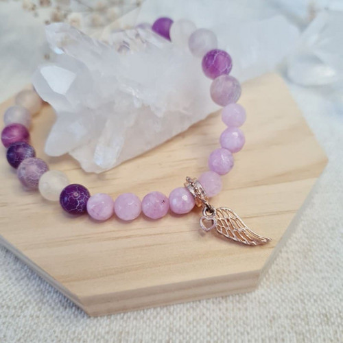 Náramek Andělská něha – chalcedon a achát 6 mm