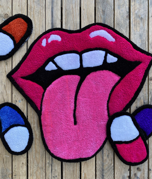 Tufting pop art koberec Lips & Pills