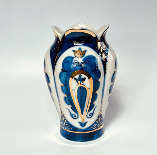 Kobaltová váza Tulipán 17 cm, Kislovodsk Rusko