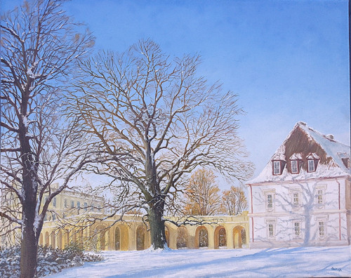 300letý dub v zámeckém parku Ploskovice-olej 50x40