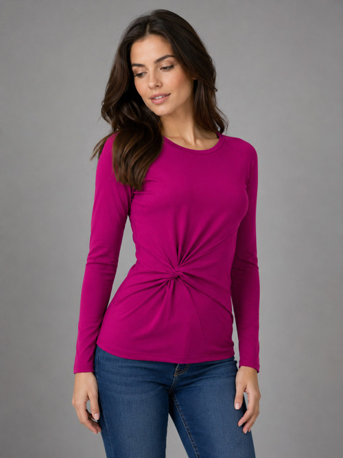 Triko s uzlem (S-XL) Vivid pink