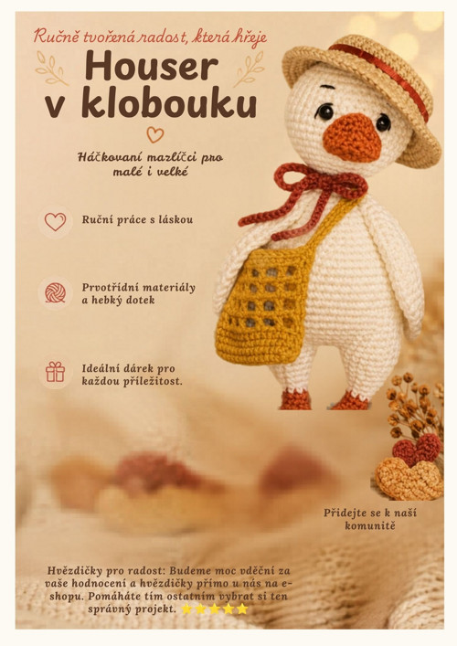 Háčkovaný houser s kloboučkem – PDF návod