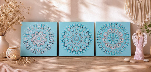 Mandala " MÉ JÁ " - 3x 30 x 30 cm