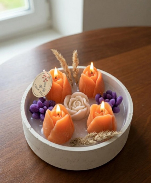 Svíčky Tulipány oranžové – dárková miska