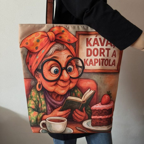 Nákupní taška Káva, dort a kapitola