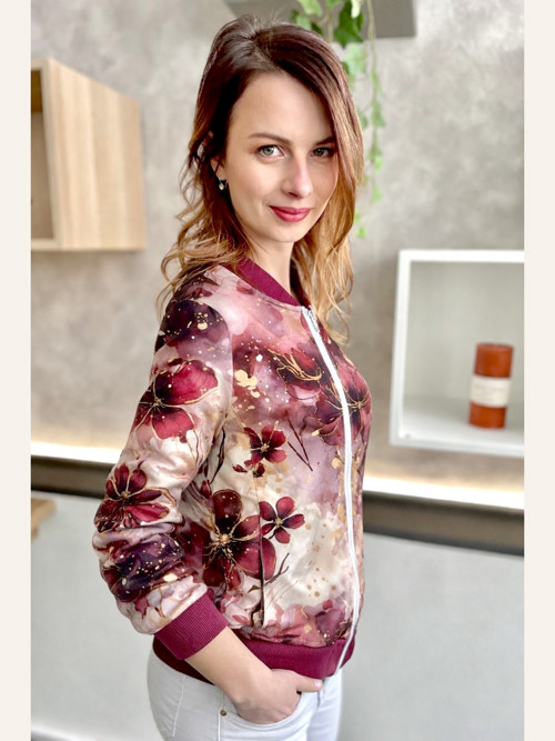 36/38 skladem Dámský Bomber Bordo květy