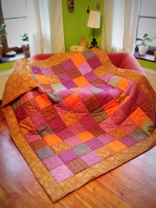 Hnědý přehoz či přikrývka patchwork,p.Martina