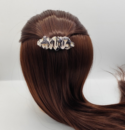 Spona do vlasů scrunchie černé květy