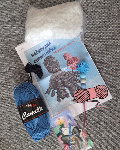 Háčkovací set Chobotnička (bavlna tmavě modrá) ú 1