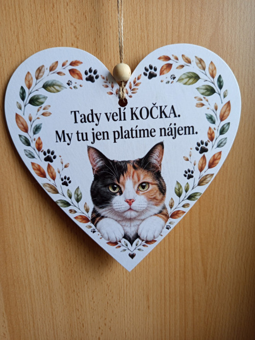 Dřevěné srdíčko – Tady velí kočka