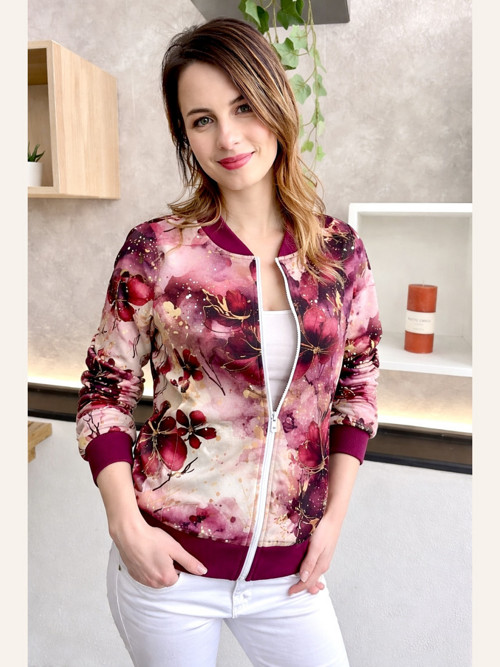 40/42 skladem Dámský Bomber Bordo květy
