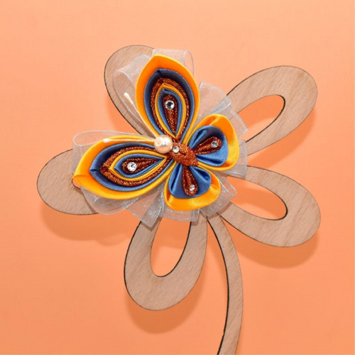 Motýl kanzashi - oranžovomodrý
