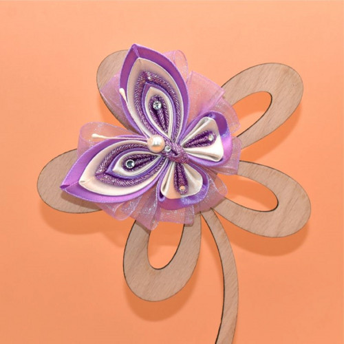 Motýl kanzashi - fialovokrémový