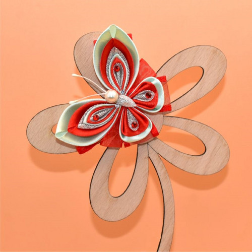 Motýl kanzashi - zelenočervenostříbrný