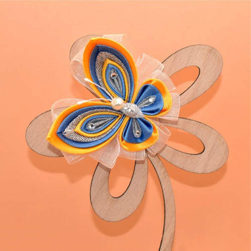 Motýl kanzashi - oranžovomodrostříbrný
