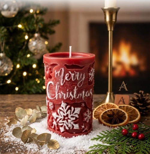 Svíčka Merry Christmas – vínová