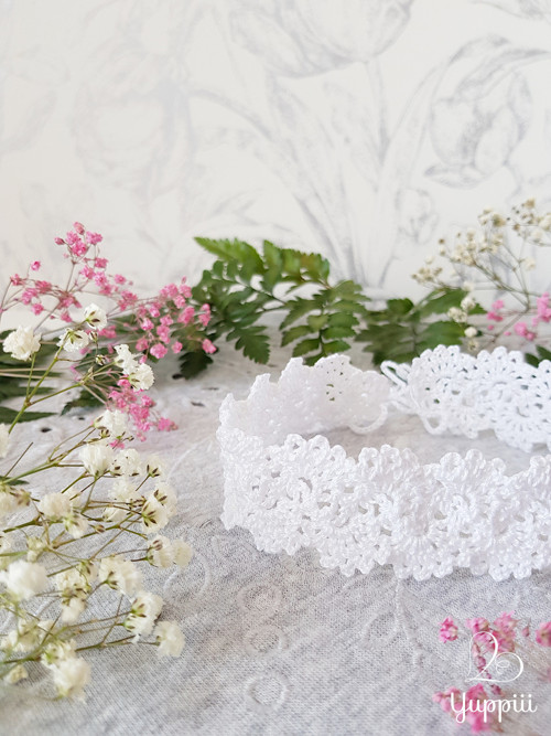 Bílý krajkový choker #2, délka vzoru 32 cm