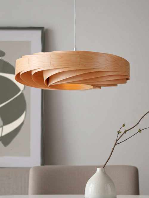 L21C, Ø 70-80 cm Visící lampa z třešňové dýhy