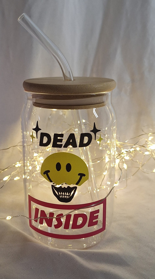 Sklenice s brčkem "Dead inside" — foto 1