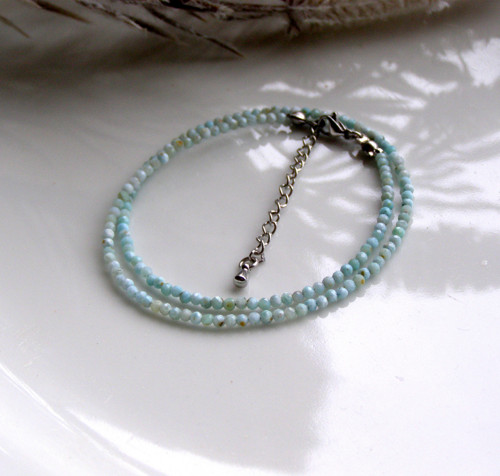 BROUŠENÝ LARIMAR 0.25*krátký náhrdelník*choker