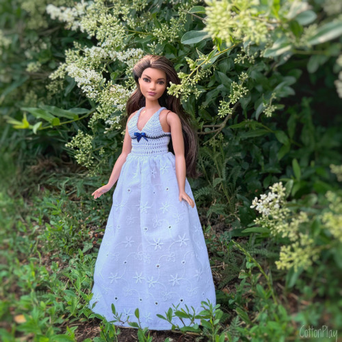 Bílá madeira - Dlouhá sukně pro baculku Barbie