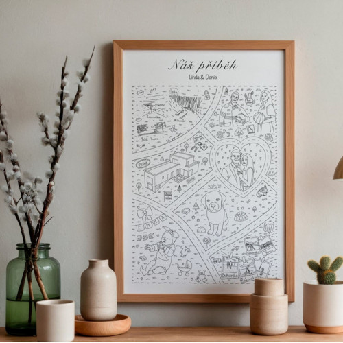 Zarámovaná personalizovaná mapa životaMINI A4