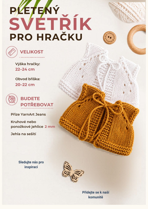 PDF Návod: Pletený raglánový svetřík pro hračku