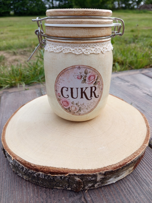 Vintage dóza na cukr s růžemi