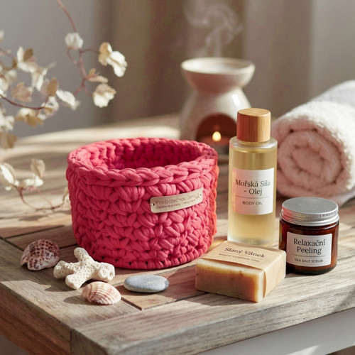 Háčkovaný košík Ø 12.5 | Coral Beauty