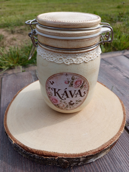 Vintage dóza na kávu s růžemi