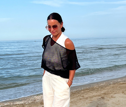 Volný top s pasem černá síťka — foto 1