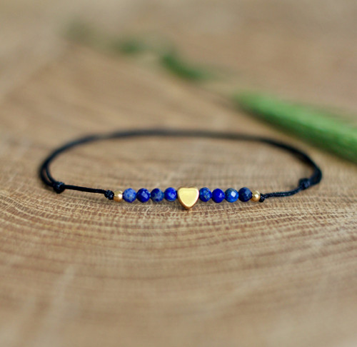 Náramok so srdiečkom - lapis lazuli