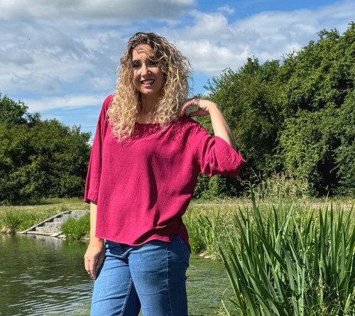 Tunika se lnem malinová
