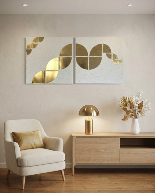 Abstraktní obrazy "GOLDEN REFLECTION" 40x40 cm