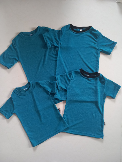 Merino/tencel tričko petrolejové 104 černý lem