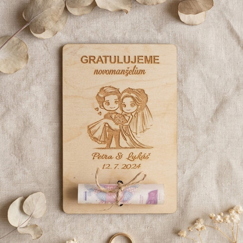 Dřevěná karta GRATULUJEME