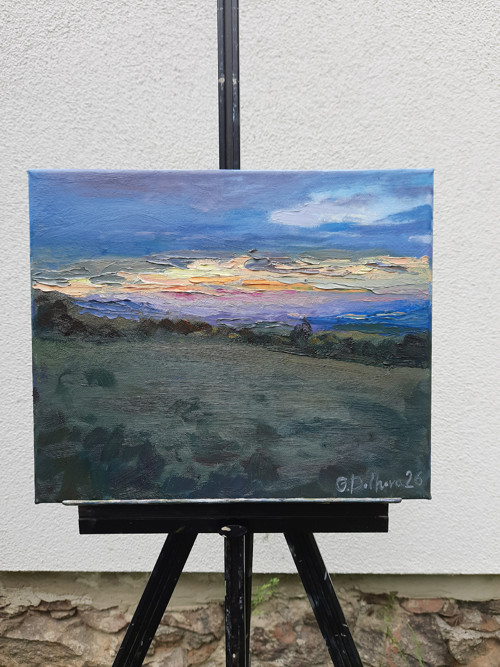 Olejobraz "Rozbřesk na Měděnci" - 30x25 cm