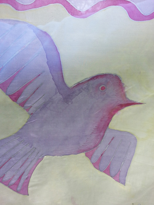Šátek s ptáčkem, 53x53 cm