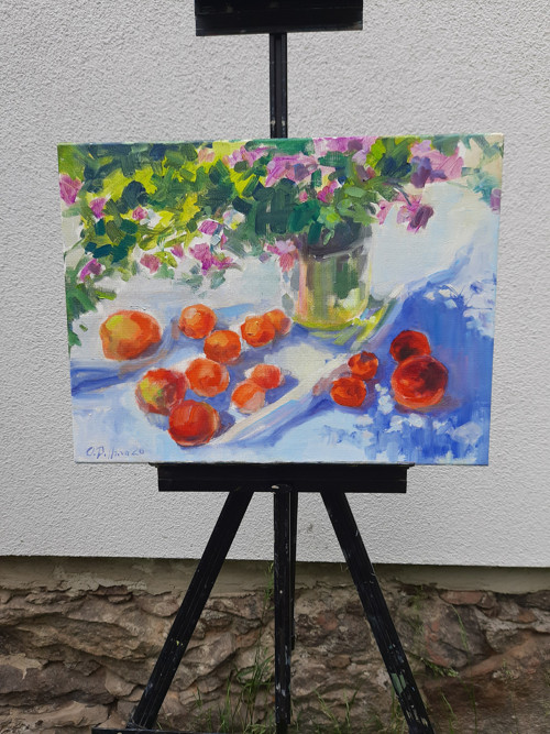 Olejobraz "Zátiší s meruňkami" - 30x40 cm