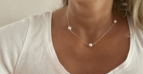 Stříbrný 925 řetízek s perlami