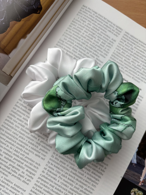Scrunchies gumičky bílá a Mint Marble