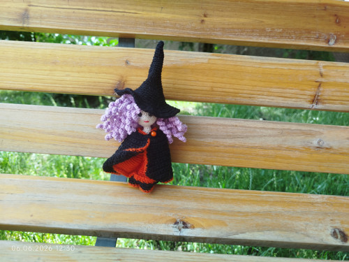Handmade Amigurumi Witch Doll Crochet Cotton 5"