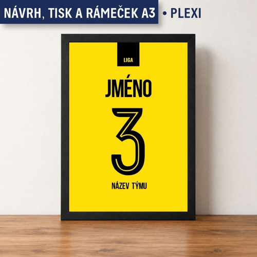 A3 plexi – Týmový plakát fotbal dresu v rámečku