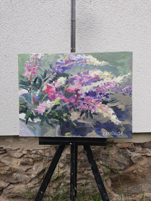 Olejobraz "Lupiny z plenéru" - 30x40 cm