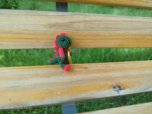Handmade Amigurumi Dinosaur Keychain 2"