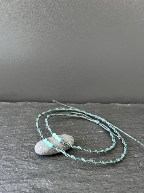 Mikromacramé náramky ruka noha s amazonitem