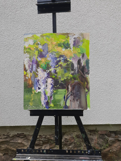 Olejobraz "Rozkvetlá vistárie" - 30x35 cm
